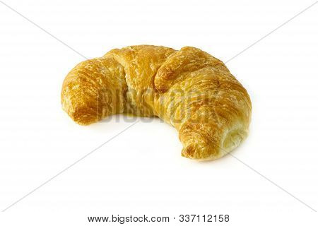 Butter Croissant Close Up On White Background