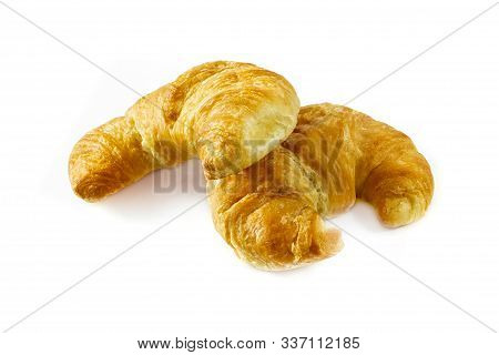 Butter Croissant Close Up On White Background