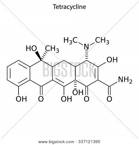Skeletal Formula Of Tetracycline. Chemical Molecule. . Template For Your Design