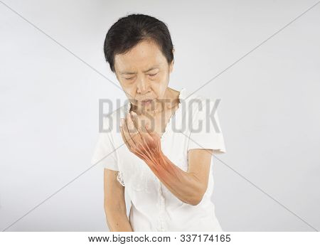 Old Asian Woman Feel Wrist Muscle Injury
