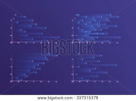Set Of Different Graphs And Charts. Infographics And Diagnostics, Charts And Schemes Vector. Busines