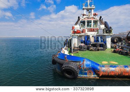 Osv Boat, Offshore Supply Vessel Stand Moored In Harbor Of Odessa, Ukraine