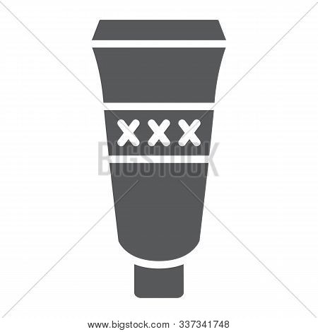 Anal Lubricant Glyph Icon, Gel And Erotic, Mastrubate Sign, Vector Graphics, A Solid Pattern On A Wh