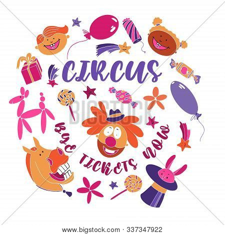 Circus Buy Tickets Advertisement Poster With Doodles