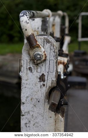 Mechanism On Old Wooden Canal Lock Gate