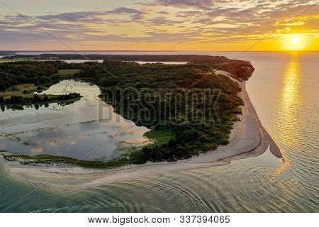 Sunset Along The Beach At Towd Point In Southampton, Long Island, New York.
