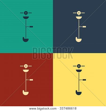 Color Grass And Weed Electric String Trimmer Icon Isolated On Color Background. Grass Clipper, Lawn 