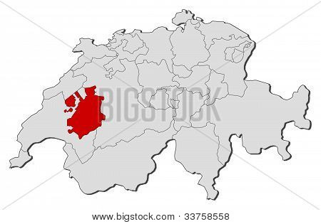 Swizerland, 강조 하는 프리 부르의 지도