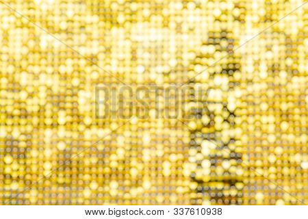 Abstract Blur Sequin Dress Colorful Bokeh Goldren Light. Design Backdrop. Disco Color