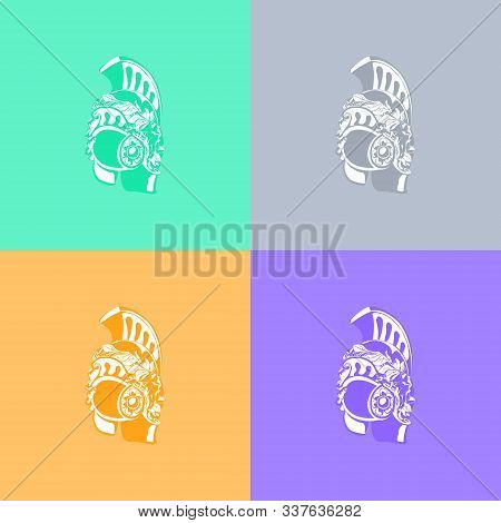 Set Of Silhouette Antiques Roman Or Greek Or German Helmet For Head Protection Soldiers With A Crest