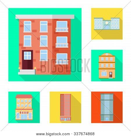 Vector Illustration Of Municipal And Center Symbol. Collection Of Municipal And Estate Vector Icon F