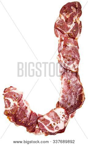Letter J. Fresh Meat Alphabet. Conceptual Font For Design.