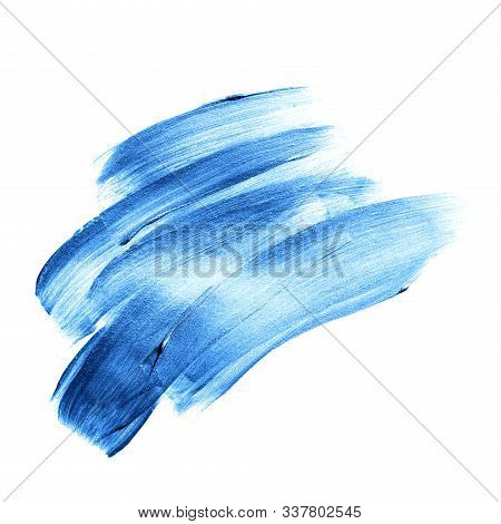Beautiful Textured Blue Melallic Strokes Isolated On White Background.