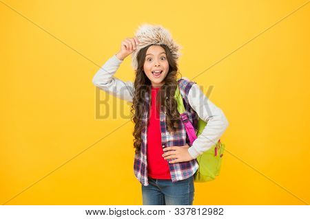 Kid Girl Wear Hat With Ear Flaps. Winter Vacation. Submit Learning Goals Reflections For Semester. W