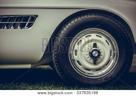 Mandello Del Lario, Italy - May 26, 1019: Illustrative Editorial Close Up Shot Of The Bmw Logo On A 