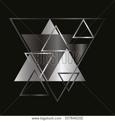 Abstract Background With Silver Trinagles On Black