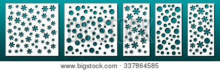 Laser Cut Panels, Set Of Templates. Geometric Pattern. For Metal Cutting Stencil, Paper Art, Card Ba