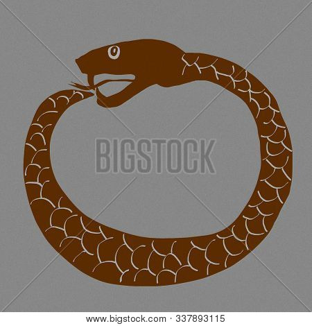 Vintage Image Of Uroborus Snake Symbol Icon