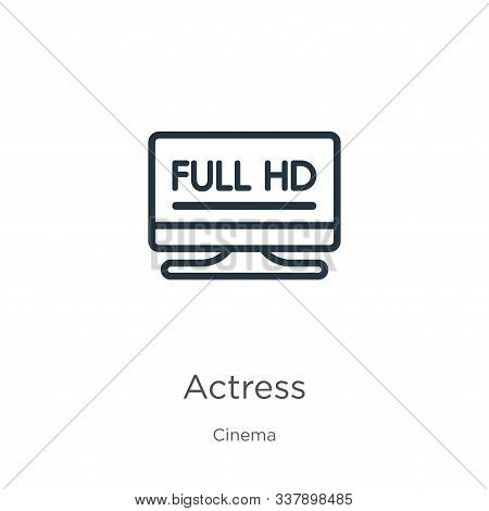Actress Icon. Thin Linear Actress Outline Icon Isolated On White Background From Cinema Collection. 