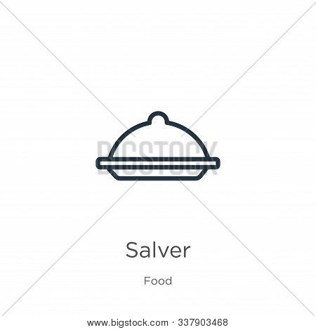 Salver Icon. Thin Linear Salver Outline Icon Isolated On White Background From Food Collection. Line
