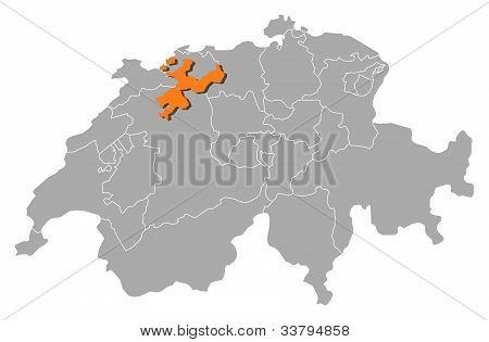Mapa Švýcarska, Soleur zvýrazněny