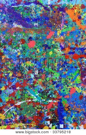 Paint splattered wall in an art studio