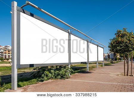 Blank Open Air Billboard Megaboard Mock Up In The City On Sunny Day