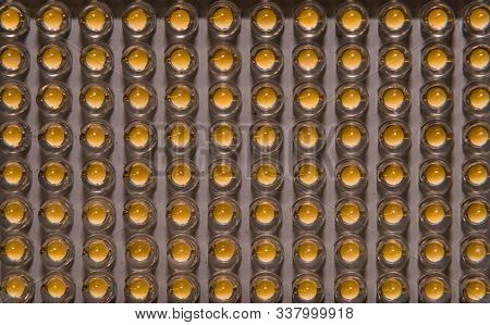 Closeup Of Unlit Led Continuous Photographic Light Panel With Black Background.