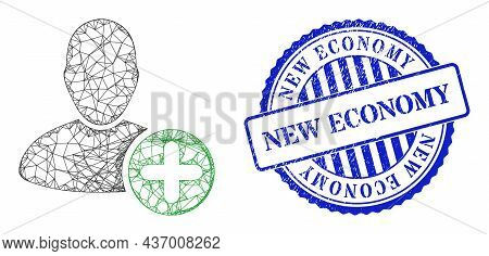 Vector Crossing Mesh Add User Wireframe, And New Economy Blue Round Dirty Stamp Seal. Crossed Carcas