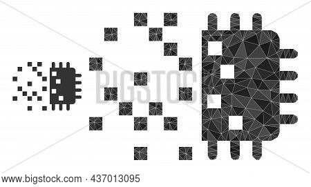 Lowpoly Digital Chip Generation Icon On A White Background. Flat Geometric Polygonal Symbol Based On