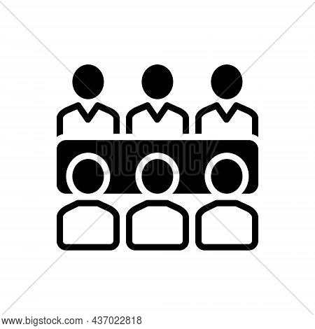 Black Solid Icon For Meets People Talk Adjoin Converge Conjoin Conference Gather