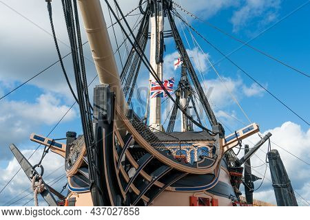 Portsmouth, United Kingdom - 6 October 2019: Hms Victory The Admiral Horatio Nelson\'s Flagship At T