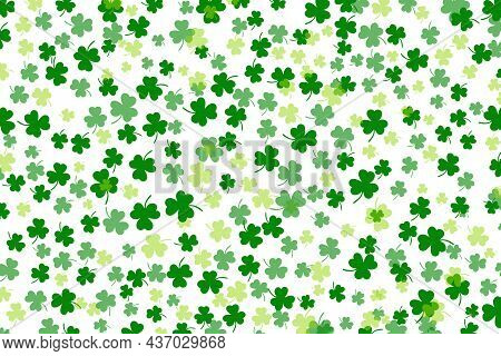 Shamrock Or Green Clover Leaves Pattern Background Flat Design Vector Illustration Isolated On White