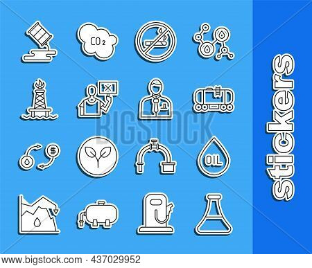 Set Line Oil Petrol Test Tube, Drop, Railway Cistern, No Smoking, Nature Saving Protest, Rig With Fi