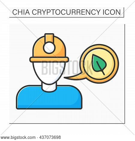 Big Miner Color Icon. Miners Use Hardware To Produce Chia Currency. Global Industry. Digital Money C