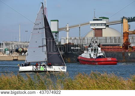 Klaipeda, Lithuania - October 02: Sailing Boat At Klaipeda Seaport At October 02, 2021 In Klaipeda, 