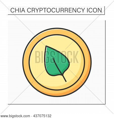 Chia Cryptocurrency Color Icon. Computer Hard Disk Space. Blockchain. Energy-efficient And Eco-frien