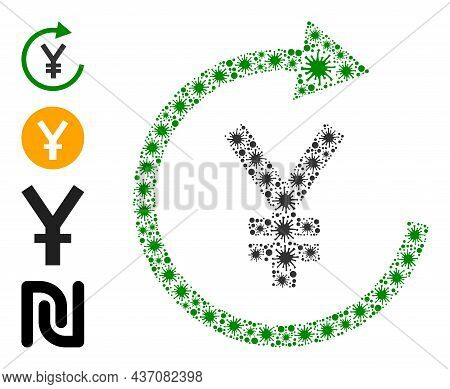 Coronavirus Mosaic Japanese Yen Repay Icon, And Bonus Icons. Japanese Yen Repay Mosaic For Isolation