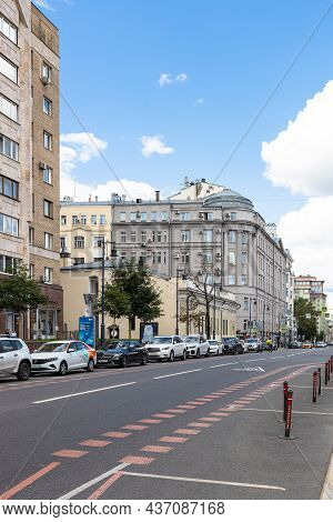 Moscow, Russia - August 23, 2021: View Of Malaya Dmitrovka Street In Moscow City. It Got Its Name Fr