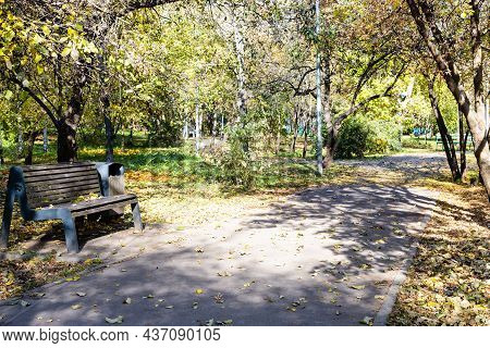 View Of Public Urban Garden On Sunny Autumn Day
