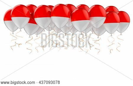 Balloons With Indonesian, Monacan Flag, 3d Rendering Isolated On White Background
