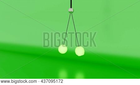 Scientific Pendulum With Balls. Design. Newtons Pendulum Of Two Balls On Isolated Colored Background