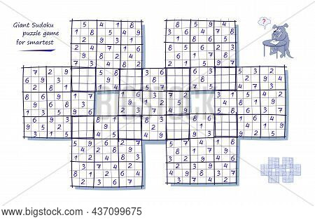 Logic Game For Smartest. Giant Sudoku. Big Size Puzzle With 7 Squares, Difficult Level. Printable Pa