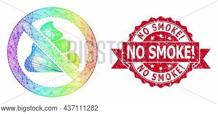 Rainbow Vibrant Net Forbidden Shit, And No Smoke Exclamation Grunge Ribbon Stamp Seal. Red Stamp Sea