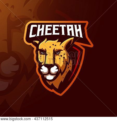 Cheetah Mascot Logo Design Vector With Modern Illustration Concept Style For Gaming, Sport, Esports,