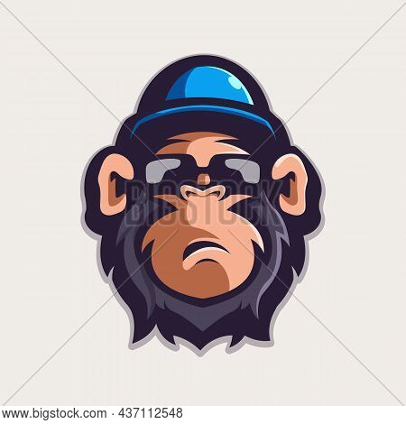 Monkey Wearing Glasses And Hat Mascot Logo Design Vector With Modern Illustration Concept Style For 