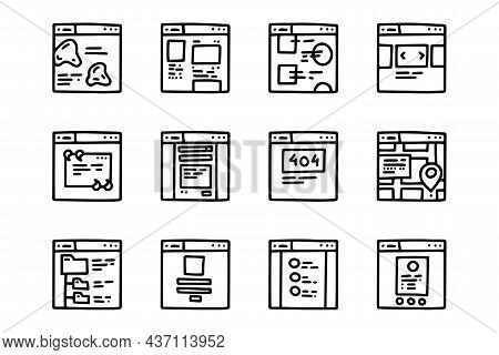 Web Pages Line Vector Doodle Simple Icon Set