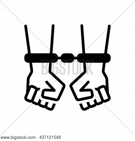 Black Solid Icon For Caught Arrested Bracelet Manacles Shackles Crime Handcuff