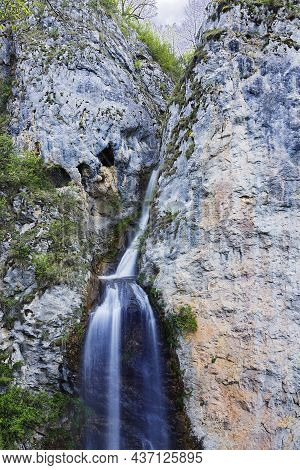 View Of Dalbina Waterfall In Trascau Mountains, Transilvania