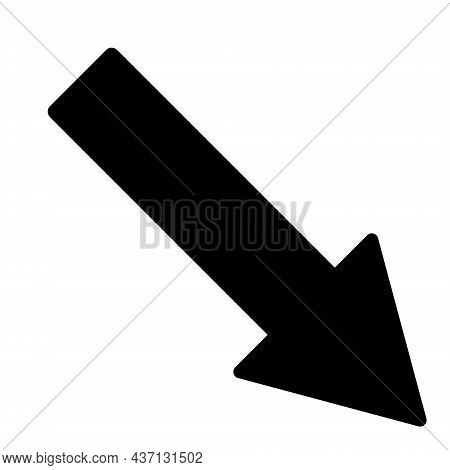 Right Down Arrow Icon With Flat Style. Isolated Raster Right Down Arrow Icon Image On A White Backgr